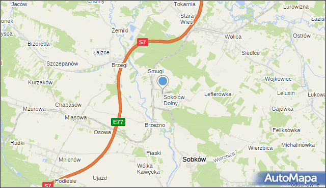 mapa Sokołów Dolny, Sokołów Dolny na mapie Targeo